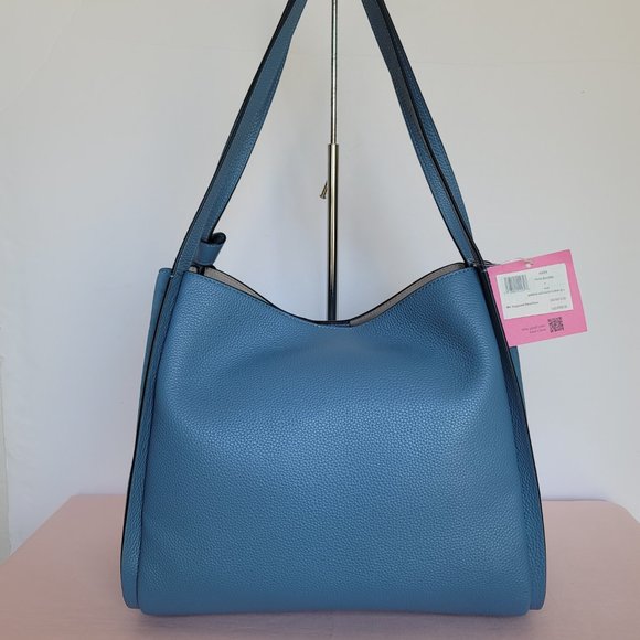 KATE SPADE Knott LARGE Pebbled Leather & Suede Shoulder Bag-Manta Blue⭐ - Picture 7 of 16